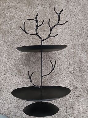 Black Two-Tier Jewelry Tree Stand